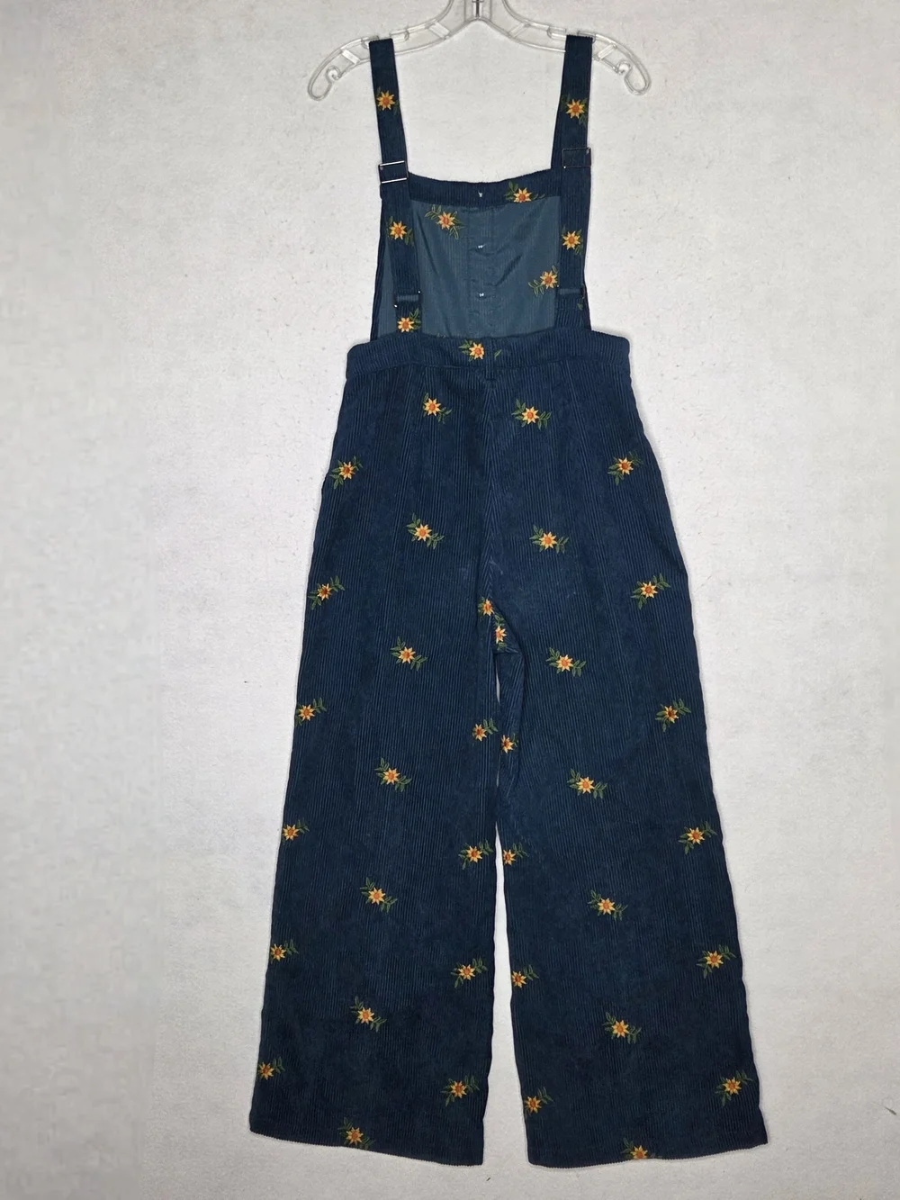 Cider Sunflower Corduroy Wide Leg Overall S Ditsy Floral Animal Crossing Boho - Picture 4 of 11